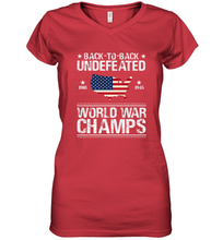 Load image into Gallery viewer, Back To Back Undefeated World War Champs Gift Women's V-Neck T-Shirt