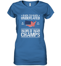 Load image into Gallery viewer, Back To Back Undefeated World War Champs Gift Women's V-Neck T-Shirt