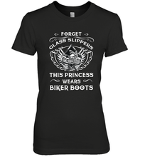 Load image into Gallery viewer, Forget glass slippers this princess wears biker boots Women's Premium T-Shirt