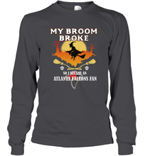 Load image into Gallery viewer, Broom Broke So I Became An Atlanta Falcons Fan NFL Halloween Costume Long Sleeve T-Shirt