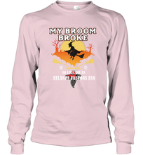 Load image into Gallery viewer, Broom Broke So I Became An Atlanta Falcons Fan NFL Halloween Costume Long Sleeve T-Shirt