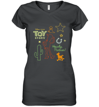 Load image into Gallery viewer, Disney Pixar Toy Story Howdy Partner Woody Shapes Women's V-Neck T-Shirt