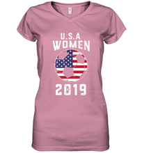 Load image into Gallery viewer, USA United States Women 2019 Soccer US Futbol Women's V-Neck T-Shirt