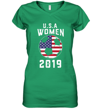 Load image into Gallery viewer, USA United States Women 2019 Soccer US Futbol Women's V-Neck T-Shirt
