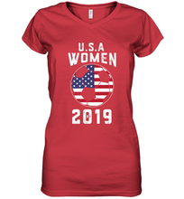 Load image into Gallery viewer, USA United States Women 2019 Soccer US Futbol Women's V-Neck T-Shirt