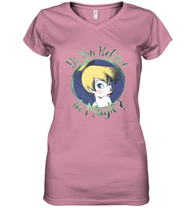 Disney Peter Pan Tinkerbell Do You Believe In Magic Women's V-Neck T-Shirt