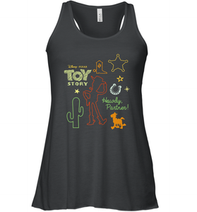 Disney Pixar Toy Story Howdy Partner Woody Shapes Women's Racerback Tank