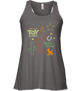 Disney Pixar Toy Story Howdy Partner Woody Shapes Women's Racerback Tank