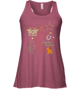 Disney Pixar Toy Story Howdy Partner Woody Shapes Women's Racerback Tank