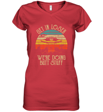 Load image into Gallery viewer, Retro Vintage Get In Loser We're Doing Butt Stuff Alien UFO Women's V-Neck T-Shirt
