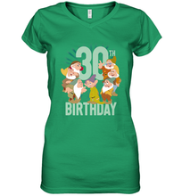 Load image into Gallery viewer, Disney Snow White Dwarfs Group Shot 30th Birthday Women's V-Neck T-Shirt
