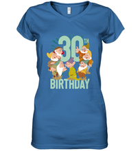 Load image into Gallery viewer, Disney Snow White Dwarfs Group Shot 30th Birthday Women's V-Neck T-Shirt

