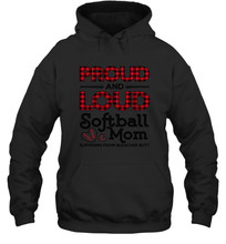 Load image into Gallery viewer, Proud And Loud Softball Mom Hooded Sweatshirt
