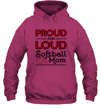 Load image into Gallery viewer, Proud And Loud Softball Mom Hooded Sweatshirt
