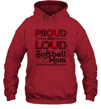 Load image into Gallery viewer, Proud And Loud Softball Mom Hooded Sweatshirt
