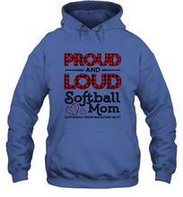 Load image into Gallery viewer, Proud And Loud Softball Mom Hooded Sweatshirt
