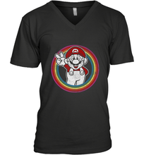Load image into Gallery viewer, Super Mario Rainbow Circle Distressed Logo Men's V-Neck
