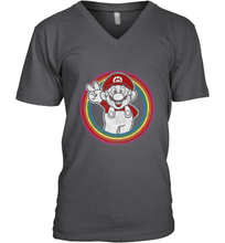 Load image into Gallery viewer, Super Mario Rainbow Circle Distressed Logo Men's V-Neck
