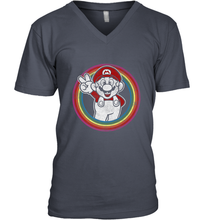Load image into Gallery viewer, Super Mario Rainbow Circle Distressed Logo Men's V-Neck
