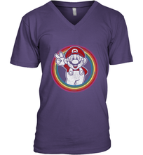 Load image into Gallery viewer, Super Mario Rainbow Circle Distressed Logo Men's V-Neck
