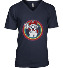 Load image into Gallery viewer, Super Mario Rainbow Circle Distressed Logo Men's V-Neck
