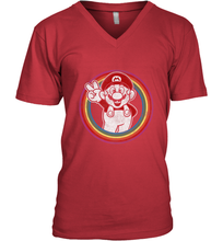 Load image into Gallery viewer, Super Mario Rainbow Circle Distressed Logo Men's V-Neck

