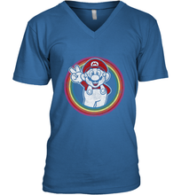 Load image into Gallery viewer, Super Mario Rainbow Circle Distressed Logo Men's V-Neck
