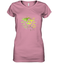 Load image into Gallery viewer, Legend Of Zelda Triforce Logo Paint Splatter Women's V-Neck T-Shirt
