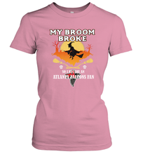 Load image into Gallery viewer, Broom Broke So I Became An Atlanta Falcons Fan  NFL Halloween Costume Women&#39;s T-Shirt
