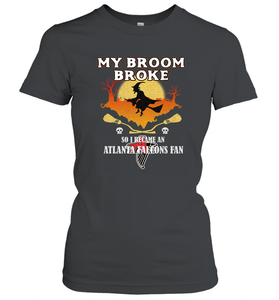 Broom Broke So I Became An Atlanta Falcons Fan  NFL Halloween Costume Women's T-Shirt