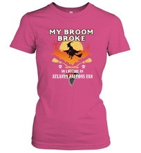 Load image into Gallery viewer, Broom Broke So I Became An Atlanta Falcons Fan  NFL Halloween Costume Women&#39;s T-Shirt
