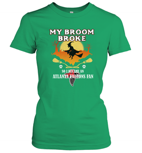 Broom Broke So I Became An Atlanta Falcons Fan  NFL Halloween Costume Women's T-Shirt