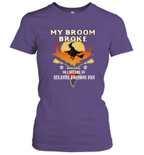 Load image into Gallery viewer, Broom Broke So I Became An Atlanta Falcons Fan  NFL Halloween Costume Women&#39;s T-Shirt
