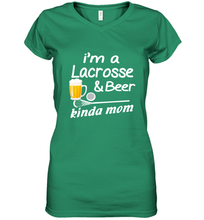 Load image into Gallery viewer, A Lacrosse Beer Kinda Mom Women&#39;s V-Neck T-Shirt
