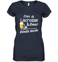 Load image into Gallery viewer, A Lacrosse Beer Kinda Mom Women&#39;s V-Neck T-Shirt
