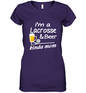 A Lacrosse Beer Kinda Mom Women's V-Neck T-Shirt