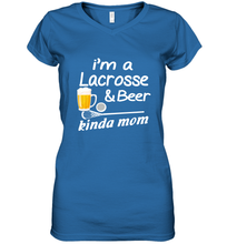 Load image into Gallery viewer, A Lacrosse Beer Kinda Mom Women&#39;s V-Neck T-Shirt
