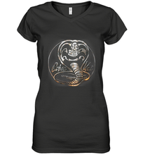 Load image into Gallery viewer, Cobra Kai Rusted Steel Snake Logo Women&#39;s V-Neck T-Shirt
