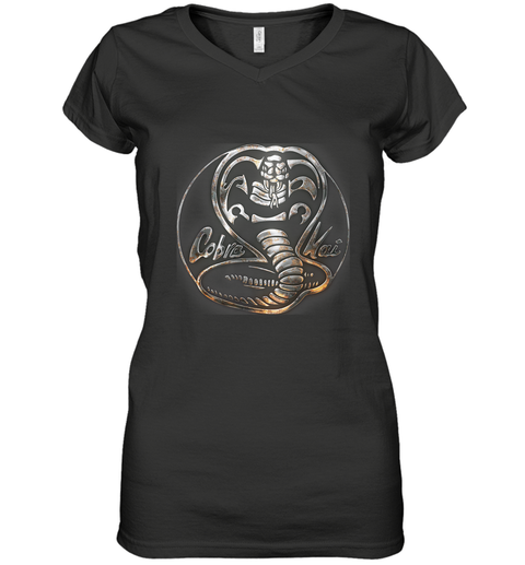 Cobra Kai Rusted Steel Snake Logo Women's V-Neck T-Shirt