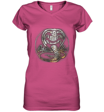 Load image into Gallery viewer, Cobra Kai Rusted Steel Snake Logo Women&#39;s V-Neck T-Shirt
