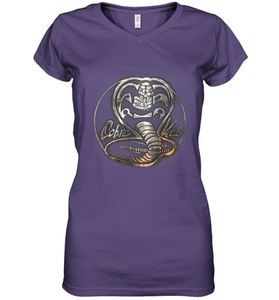 Cobra Kai Rusted Steel Snake Logo Women's V-Neck T-Shirt