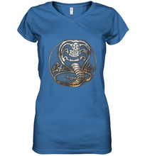 Load image into Gallery viewer, Cobra Kai Rusted Steel Snake Logo Women&#39;s V-Neck T-Shirt
