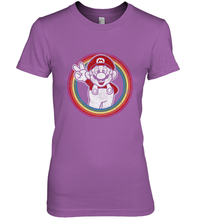 Load image into Gallery viewer, Super Mario Rainbow Circle Distressed Logo Women's Premium T-Shirt
