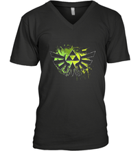 Load image into Gallery viewer, Legend Of Zelda Triforce Logo Paint Splatter Men's V-Neck
