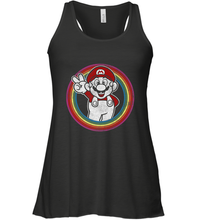Load image into Gallery viewer, Super Mario Rainbow Circle Distressed Logo Women's Racerback Tank
