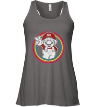 Load image into Gallery viewer, Super Mario Rainbow Circle Distressed Logo Women's Racerback Tank

