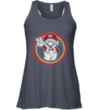 Load image into Gallery viewer, Super Mario Rainbow Circle Distressed Logo Women's Racerback Tank
