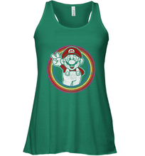 Load image into Gallery viewer, Super Mario Rainbow Circle Distressed Logo Women's Racerback Tank
