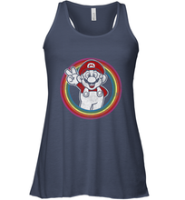 Load image into Gallery viewer, Super Mario Rainbow Circle Distressed Logo Women's Racerback Tank
