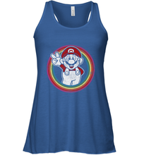 Load image into Gallery viewer, Super Mario Rainbow Circle Distressed Logo Women's Racerback Tank
